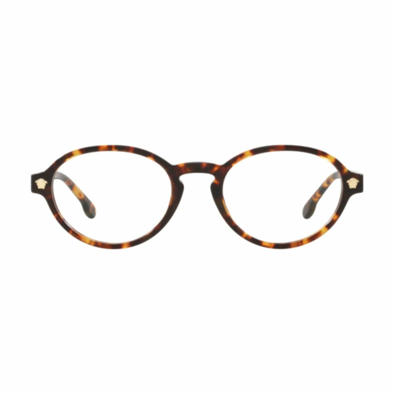 Versace VE3259-5276 Havana Oval Women's Plastic Eyeglasses featuring a stylish full-rim design in a chic Havana color.